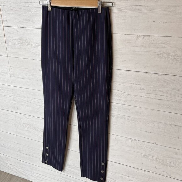 Rag and Bone Pants Womens Size 4 Navy Stripe Simone Snap Pant High Rise Career - Picture 5 of 16